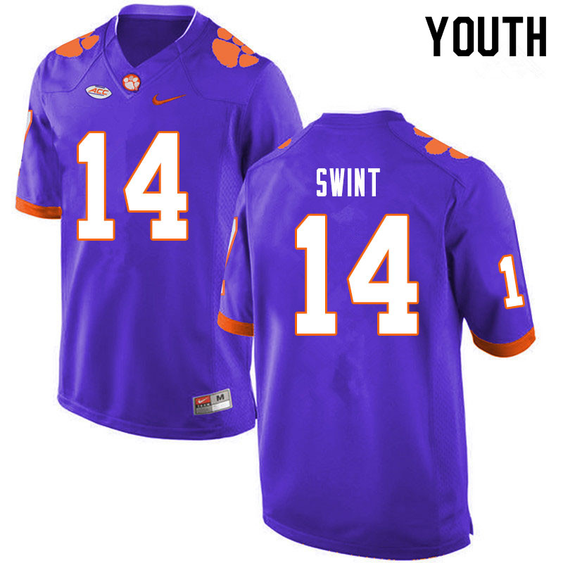 Youth #14 Kevin Swint Clemson Tigers College Football Jerseys Sale-Purple - Click Image to Close